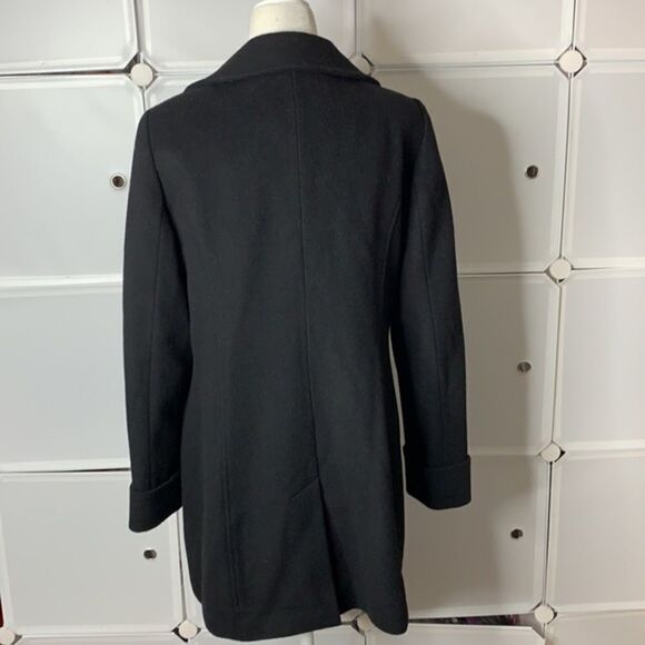 Kristen Blake Black Fine Australian Wool Blend Funnel Neck Pea Coat Size Small - Picture 2 of 13